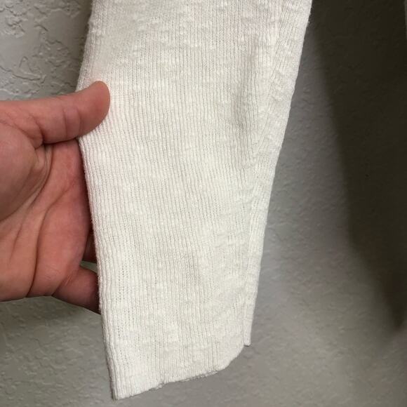 Eileen Fisher white ribbed linen blend knit open drape front cardigan size Large - Picture 14 of 16